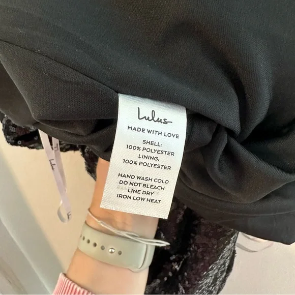 LULUS- Forever Your Girl Black Sequin Faux-Wrap Bodycon Maxi Dress Formal Prom - Picture 12 of 13